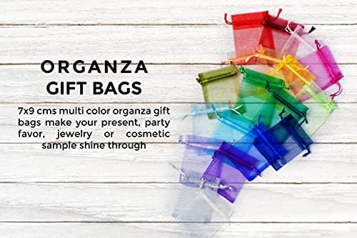 Bagzuu 100Pcs Organza Bags - Jewellery Pouches 9x7cm Multicolour Wedding Favour Bags also used for Gifts on Christmas, Halloween and other Celebrations