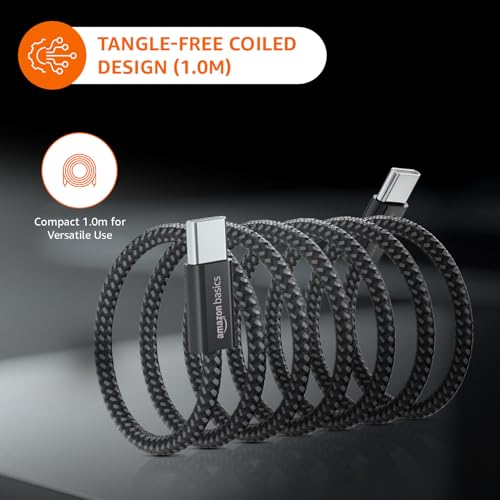 amazon basics Magnetic Coiled Type C to Type C (1.0m, 60W / 3.1A) – Fast, Durable & Tangle-Free Charging