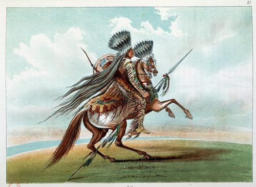 Graffiti Art Mural George Catlin indiens chassant les chevaux sauvages au pied des Rocheuses