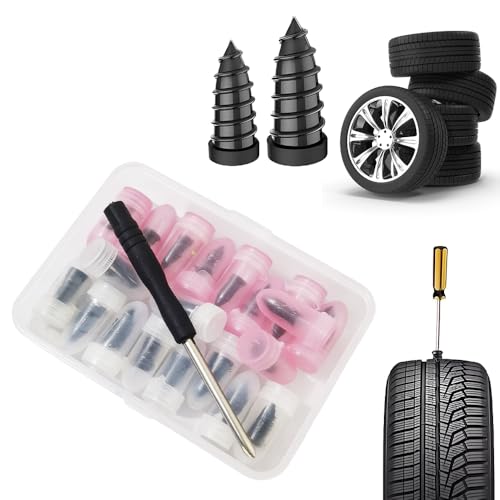 Image of Tire Repair Rubber Nails Kit, Screw in Tire Repair Plugs with Box and Screwdriver (30pcs)