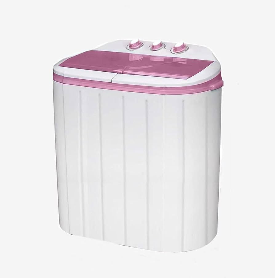 Rexhan Portable Twin Tub Washing Machine and Dryer 5 KG (3 KG Wash 2 KG Dryer) Electric Mini Washer RV Travel Camping Spin Cycle Dryer Combo Pink/White New