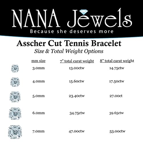 NANA Asscher Cut Tennis Bracelet 7" or 8" Solid Sterling Silver & Pure Brilliance Zirconia 13.00ctw-53.00ctw4