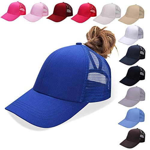 NeuFashion Ponycap Messy High Bun Ponytail Adjustable Mesh Trucker Baseball Cap Hat
