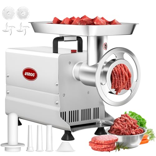 Image of Commercial Electric Meat Grinder #32, Heavy Duty Industrial 2.0HP Stainless Steel Meat Mincer with 2 Blades, 2 Plates & 3 Stuffing Tubes,Meat Grinder Machine for Home Kitchen & Restaurant Use