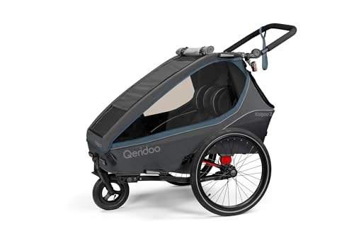 Qeridoo Kidgoo 2 Navy Blue | Fahrradanhänger 2 Kinder | Fahrrad Anhänger...
