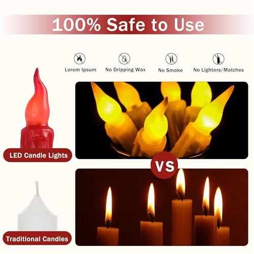 Image of Red Candlesticks Flameless Taper Candle, 4pcs Short LED Tapered Candles Remote Dipped Candle 6inch Battery Chandelier for Enchanting Christmas Harry Potter Inspired Vigils,R