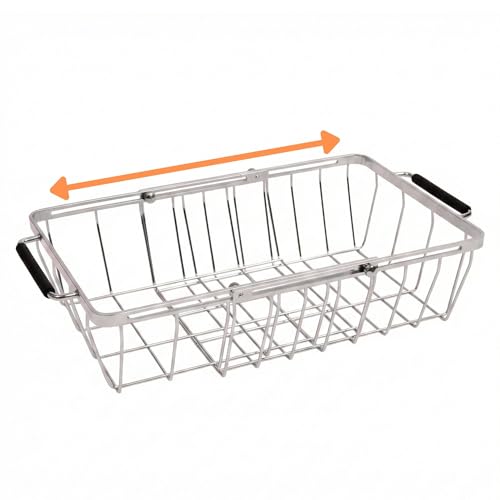 Adjustable Cooler Basket - Expands 11.75 to 18.5 - Non-Slip Rubber Handles Universal Insert for Full Size Ice Chests Dry Goods Tray Cooler Accessory - Fits Igloo Coleman Lifetime Pelican More