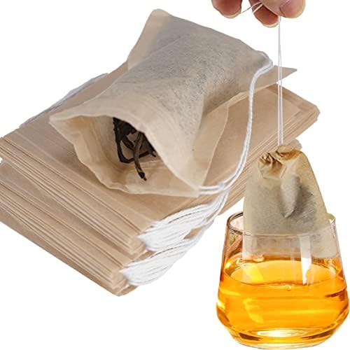NEPAK 600 Pcs Disposable Tea Filter Bags,Natural Pulp Material Drawstring Seal Tea Bags Empty for Loose Leaf Tea (5 x 7 cm)
