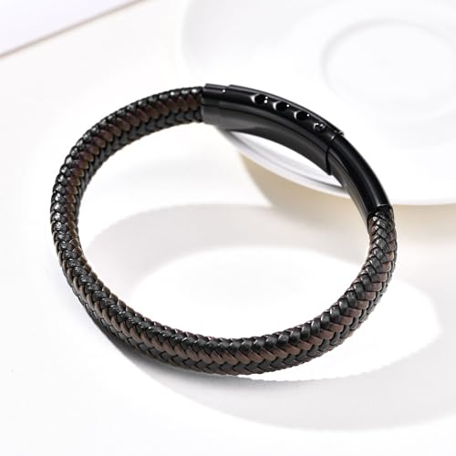 Personalized Medical Alert Bracelet for Men - Custom Stainless Steel and 2-Tone Braided Leather Medical ID Bracelets, Adjustable Emergency Medic ID Bracelet for Autism Allergy Diabetic Asthma Epilepsy4