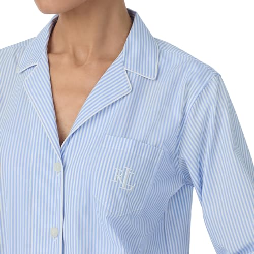 LAUREN Ralph Lauren womens Cotton Woven Long Sleeve Notch Collar Pj Set3