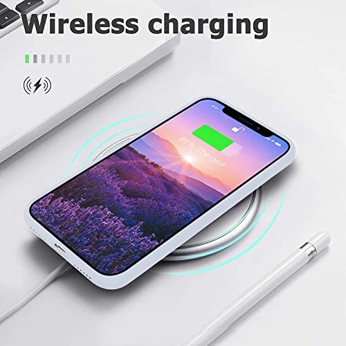 Image of DIZORO Microfiber Candy Case Compatible for iPhone 12 Mini Smooth Touch Cushion Liquid Soft Silicone Non-Slip Full Body Protective Shockproof Back Cover|5.4 inch|Solid (Sea Grey)