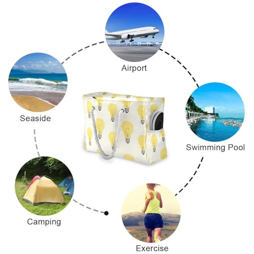 susiyo Light Bulbs Pattern Beach Bags for Women Large Travel Tote Bag Waterproof Sandproof Lightweight Swim Pool Bag for Family Outdoor4