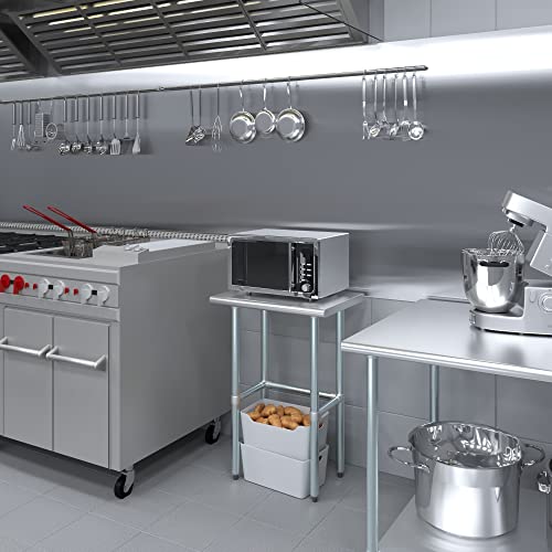 Image of AmGood Stainless Steel Work Table Open Base | Metal Work Bench (Stainless Steel Table Open Base, 24 inch Long x 18 inch Deep)