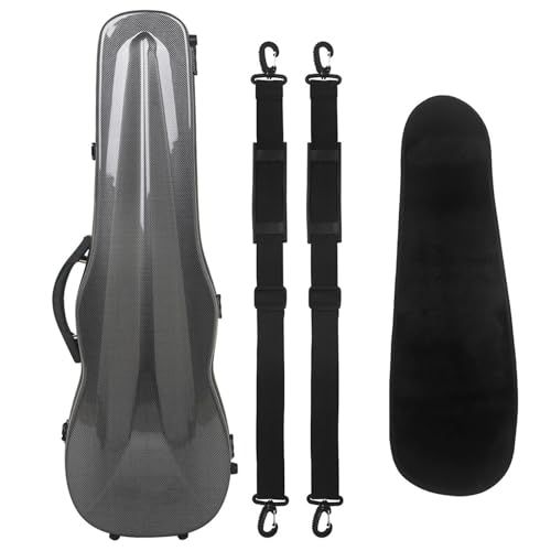 バイオリンケースバッグ カラーカーボンファイバーバイオリンケース 温度計付き 耐圧軽量ショルダーケース 4/4バイオリンケース(Black)