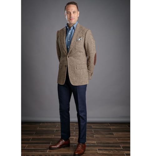 Mens Brown Blazer Vintage Tweed Check Classic Business Leisure Tuxedo Prom Groom Wedding Dress Outfit Suits2