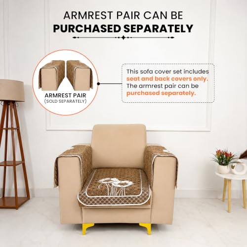 Image of Homerz Premium Chenille Fabric Sofa Cover | Soft, Durable & Dustproof | Decorative Couch Cover (Florida Chocolate, 1 Seater, Only Seat Cover)