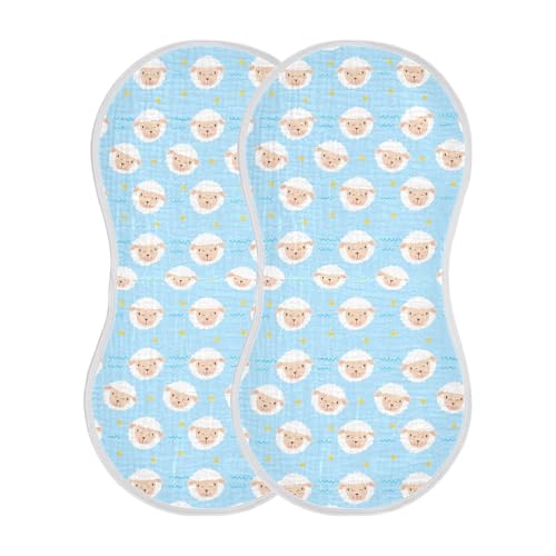 Sheep Face Pattern Baby Burp Cloths for Boys and Girls, Soft Muslin Spit Up Towels, 22"x11" Newborn Essentials for Feeding and Drooling, 1 Pack2