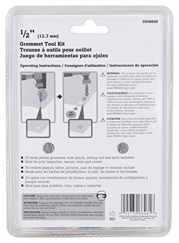 Edward Tools ET-GTK12 Grommet Kit 1/2 Inch - Heavy Duty Brass Eyelet Grommets thumb #3