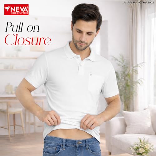 Image of NEVA Men's Regular Fit Half Sleeve Polo Neck T-Shirt with Chest Pocket