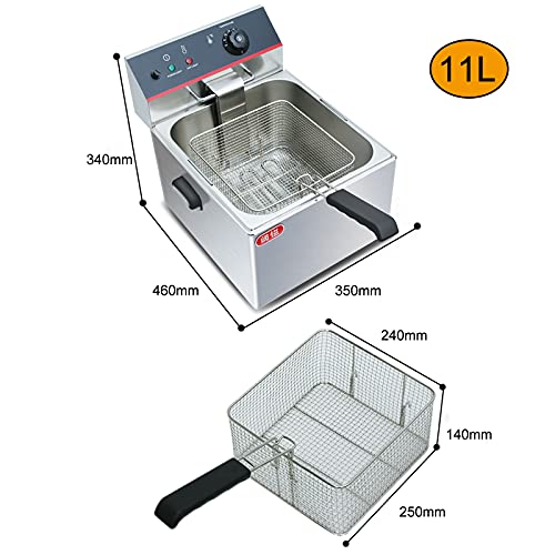 3500W Commercial Fryer Electric Fryer with Basket, Stainless Steel, Adjustable Temperature, Easy Cleaning(11L)
