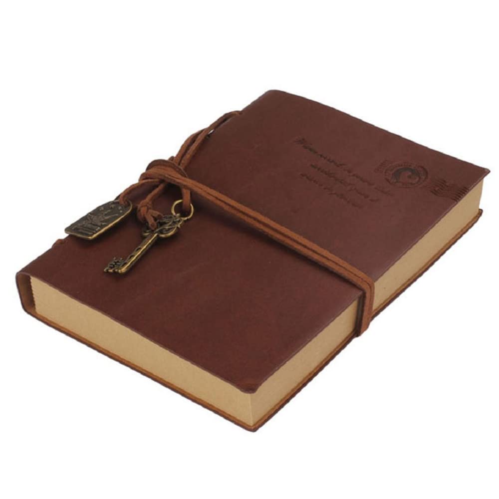 diario, Notebook classico stile retrò vintage copertina in PU stringa(Coffee)
