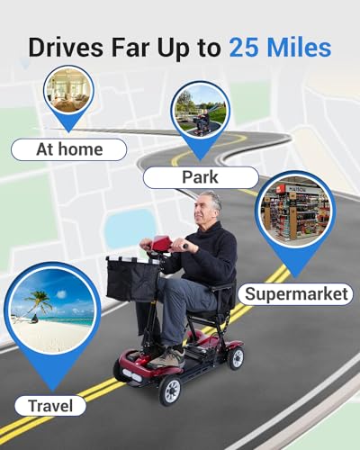 Aotedor 4 Wheel Mobility Scooters for Adults,25 Miles Long Travel Range Folding Electric Powered Scooters 25AH Lithium Battery Lightweight All Terrain Motorized Scooter for Seniors Portable Compact - Thumbnail 2