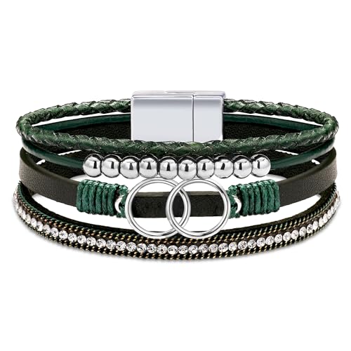 Image of Bracelets for Women, Gifts for Mom Her Christmas Gift 2026 Leather Bracelets for Women Birthday Gift for Daughter Inspirational Wrap Bracelet Sister Friend Teen Girl Gift Layered Stocking Stuffers Jewelry