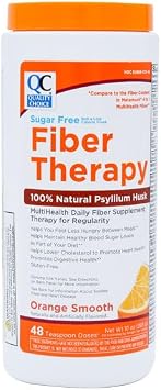Quality Choice Sugar Free Fiber Powder Naturally Derived Vegetable Formula 48 Doses Orange Flavor