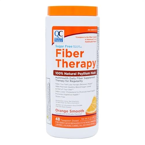 Quality Choice Sugar Free Fiber Powder Naturally Derived Vegetable Formula 48 Doses Orange Flavor
