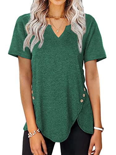 Lylinan Womens Tops V Neck Tshirts Short Sleeve Tunics for Women Fashion Summer Clothes S-XXL