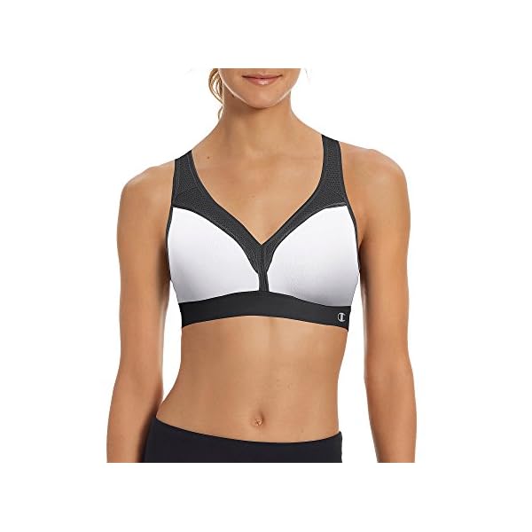 Champion-Womens-Curvy-Sports-Bra Champion womens The Curvy Sports Bra, White/Black, Large US
