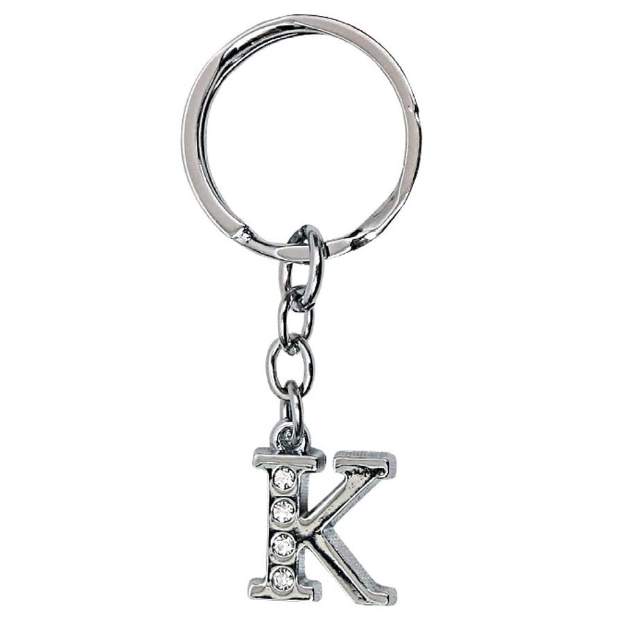 AK Store Alphabet Letter Metal Keychain with Crystal Stones, Boys Girls Men Women Gift Keyrings (Letter K)