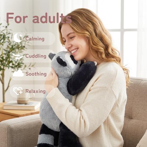 Image of Niuniu Daddy 25 inch 5lb Raccoon Weighted Stuffed Animal forKids and Adults, Soft Sensory Plush Body Pillow for Calming Support, Large Animal Toy for Everyday Comfort