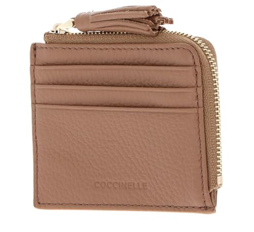 Étui pour carte de crédit Coccinelle cuir marron clair avec pompon maroquinerie