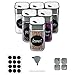 Miorkly 6 Pot a Epices en Verre, Bocaux Epices à Ouverture Multiple, Excellente Scellage Epices Pots Rangement-Pots Carrés à Épices, Bocaux en Verre Contenir Etiquette Epices、Entonnoir、Stylo