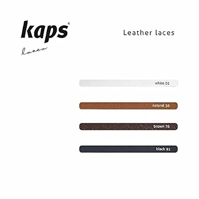 Kaps Leather Laces, 100% genuine quality leather shoe boot laces, made in Europe, 1 pair, multiple colours and lengths (120 cm - 48 inch - 6 to 8 eylet pairs / 36 - natural)