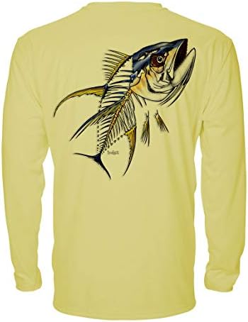 Denali Performance Men's UPF 50+ ProtectUV Long Sleeve T-Shirt - Yellowfin Tuna Design by Marcos Augusto, 3XL Yellow