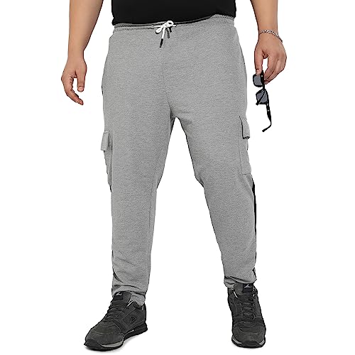 Image of Instafab Plus Men's Cargo Joggers for Casual Wear | Flap Pockets | Plus-Size Fit | Drawstring Closure | Poly Cotton Trackpants Crafted with Comfort Fit for Everyday Wear