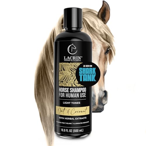 LACRIN Oat and Coconut Horse Shampoo for Human Use – As Seen on Shark Tank – Gentle, Hydrating, Paraben-Free, Sensitive Scalp Shampoo for Hair Growth & Strengthening, 16.9 Fl Oz, 1-Pack