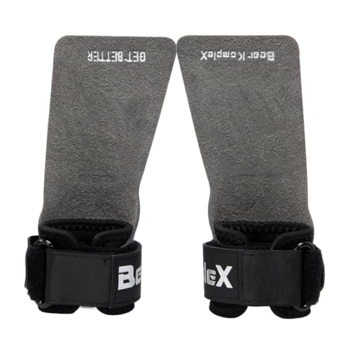 Bear KompleX No Hole Carbon Hand Grips - Non-Slip Fingerless Gymnastics Grips for Weight Lifting, Pull-ups & Cross Training | Lightweight, Padded Wrists & Foldable Grip.