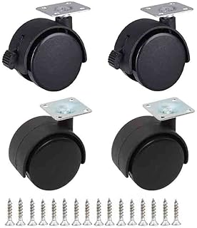Swivel Stem Castor Wheels, 40mm up to 100KG, Furniture Castor Wheels with Brakes, No Floor Marks Silent 360° Smooth Rotation Caster for Furniture, 2 Caster with Brakes 2 Non Brakes, Black
