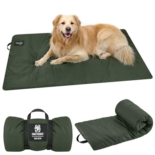 OneTigris Hundedecke 130 x 85cm Waschbares, Hundematte Komfort und Weiches Wasserdichtes Hundebett, Hundekissen für Reise Camping Outdoor - Olive Drab