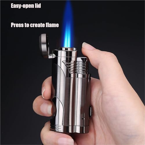 Encendedor metálico doble llama, recargable y a prueba de viento miniatura 3