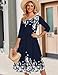 Zeagoo Plus Size Midi Dresses for Women 2026 Flowy Aline Beach Sundress Casual Loose Tshirt Dress with Pockets 3/4 Sleeve Crewneck Swing Dress Navy Blue Floral