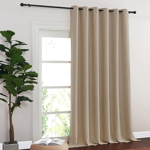 NICETOWN Blackout Sliding Glass Door Curtains, Room Darkening Thermal Insulated Curtains for Living Room Bedroom, Extra Wide Window Drapes, 1 Panel, W80 x L118, Taupe