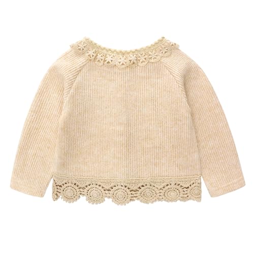famuka Baby Girl Lace Cardigan Toddler Spring Autumn Knitted Sweater Button Up2