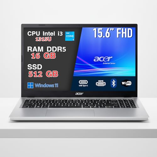 DESIGN SOTTILE E QUALITÀ ACER – L’elegante acer Extensa con schermo 15,6” FHD unisce leggerezza e robustezza, perfetto per chi cerca portatili moderni e facili da trasportare. Un compagno di lavoro e studio con stile minimal e linee raffinate
