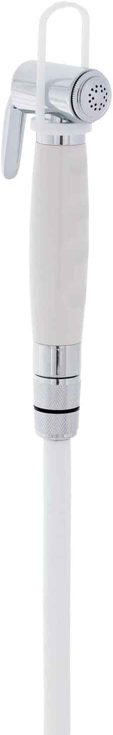 Ambassador Marine Recessed Shower- Warm White Cup & Lid, Hammer-Head Warm White Sprayer, 6' White Rubber Hose - 136-0012-WH-W