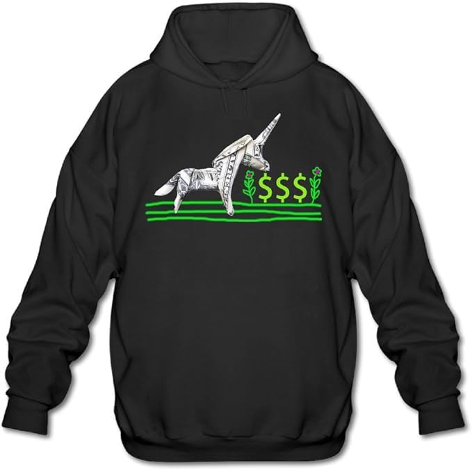 A Legendary Creature That has Been described Unicorn Tribute Print on Black Pullover Hoodie