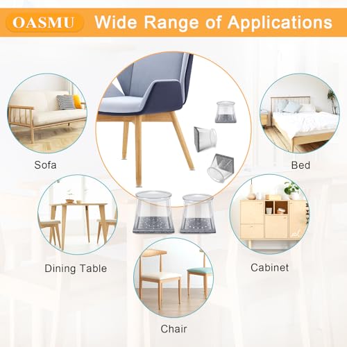 Image of 32 Pcs Square Chair Leg Protectors for Hardwood Floors,Felt Furniture Floor Protectors with Silicone Caps, Small Size (Fits Chair Legs with Side Length: 3 /4 inch to 1-1 /16 inch)
